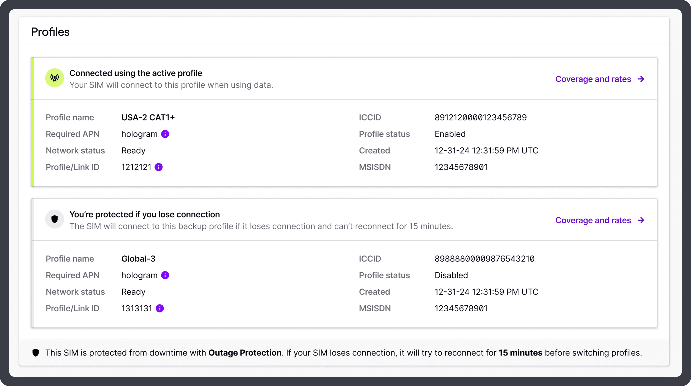Hologram Outage Protection