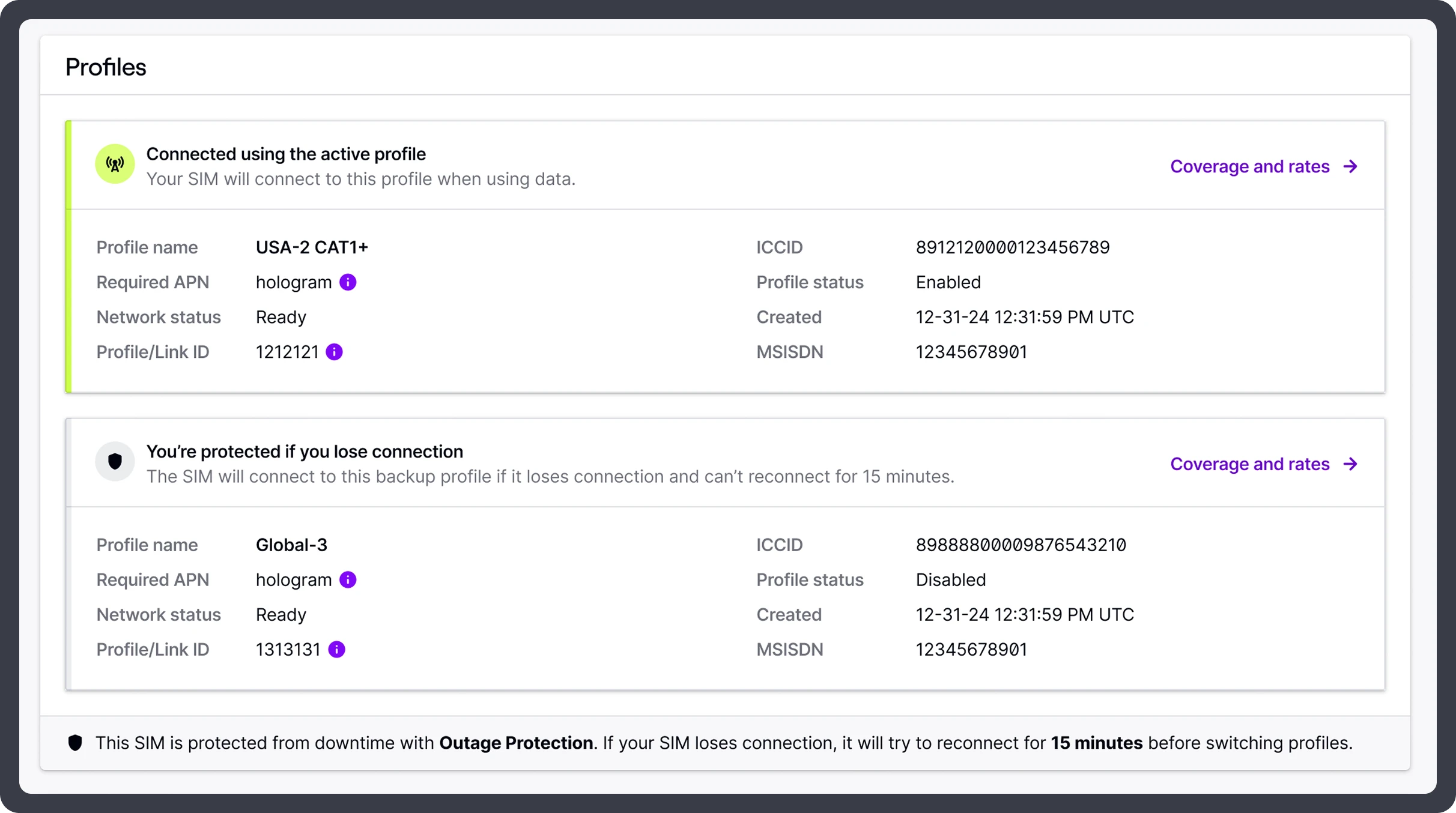 Hologram Outage Protection
